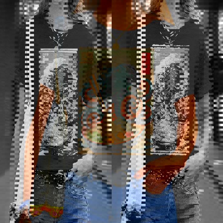 タコを食べる ラーメン 麺 和 漫画 アニメ 浮世絵 Tシャツ 彼女への贈り物