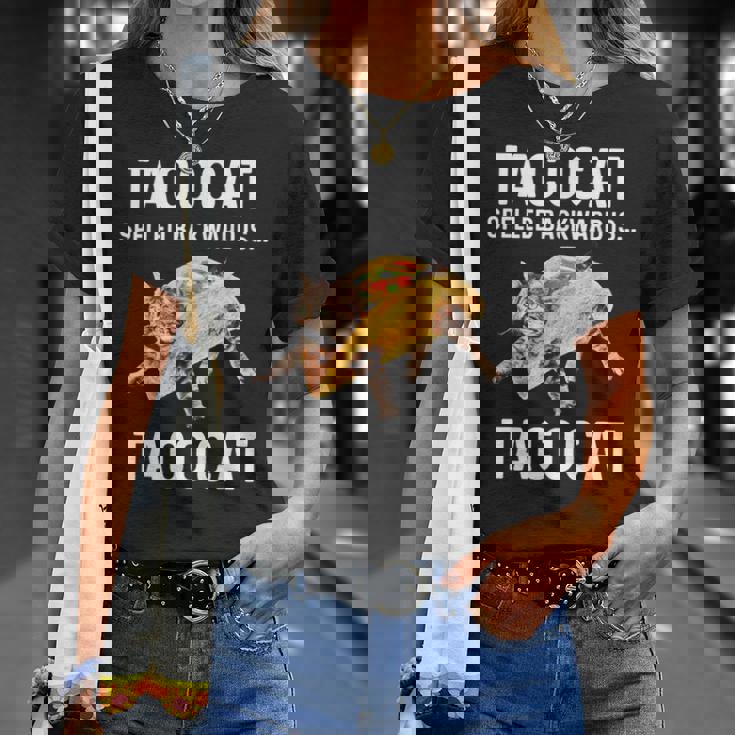 タコキャットは後ろ向きに綴られたタコキャット 愛猫とタコス Tシャツ 彼女への贈り物