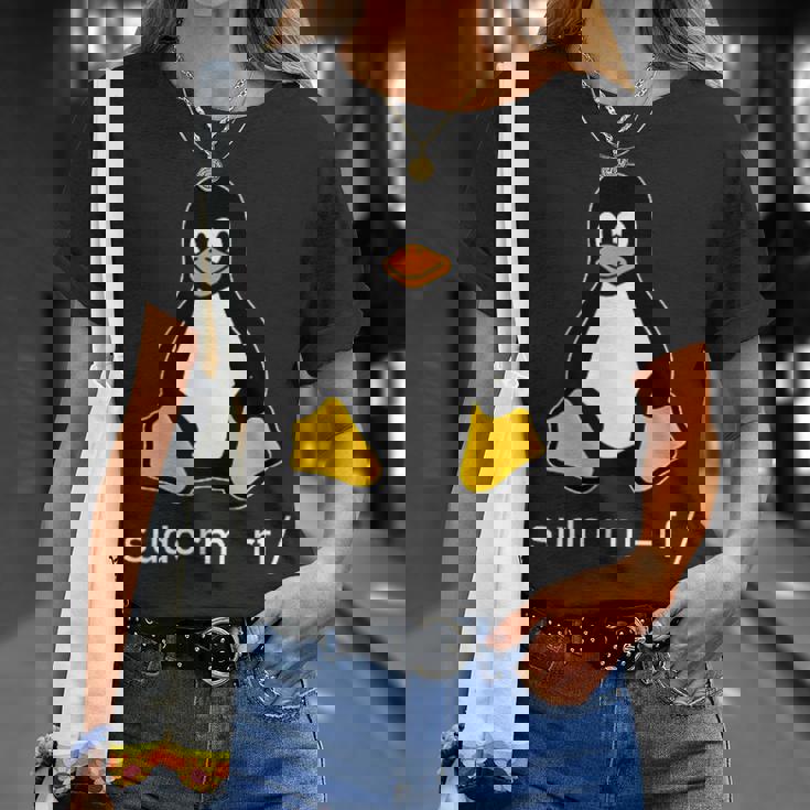 タックスlinuxペンギン-Sudorm-Rfコンピューターサイエンスコンピューター Tux Linux Tシャツ 彼女への贈り物