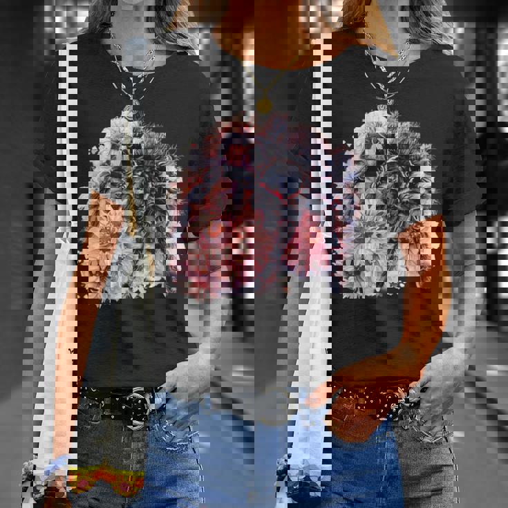 タランチュラ フローラル アートワーク アニマルアート 野生動物 タランチュラ 恋人 Tシャツ 彼女への贈り物