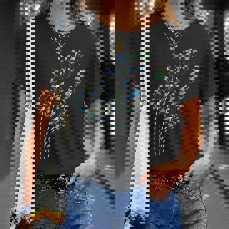 タンポポ セキセイインコの花、花セキセイインコの木 Tシャツ 彼女への贈り物