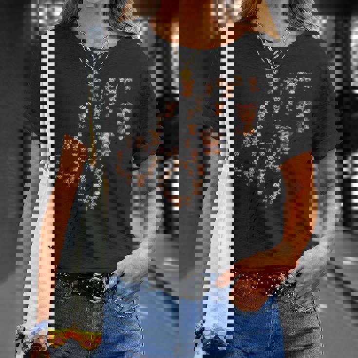 タンポポ ヨークシャー テリアの花、花のヨーキー ツリー Tシャツ 彼女への贈り物