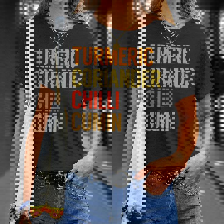 ターメリック コリアンダーチリクミン カレー Tシャツ 彼女への贈り物