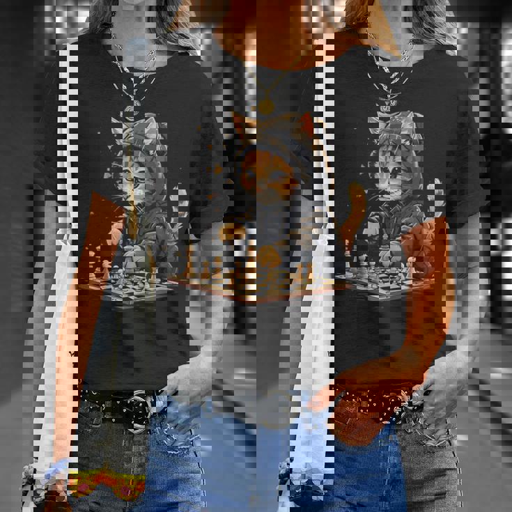 チェス メンズ レディース キッズ 猫 チェスプレイヤー Tシャツ 彼女への贈り物