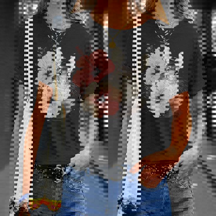 チンチラ ハイビスカス ブルーム ハーモニー フローラル チンチララバーズ Tシャツ 彼女への贈り物