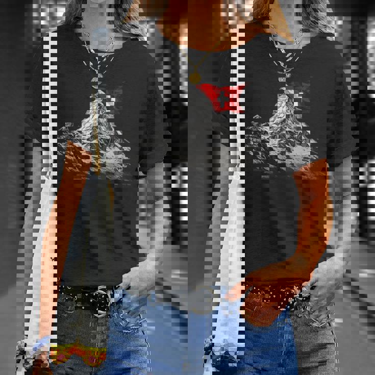 ツェルマットのマッターホルン スイス アルプス山脈 Tシャツ 彼女への贈り物