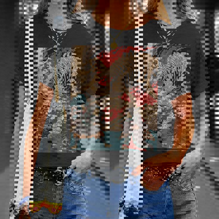 ティラノサウルス浮世絵 Tシャツ 彼女への贈り物