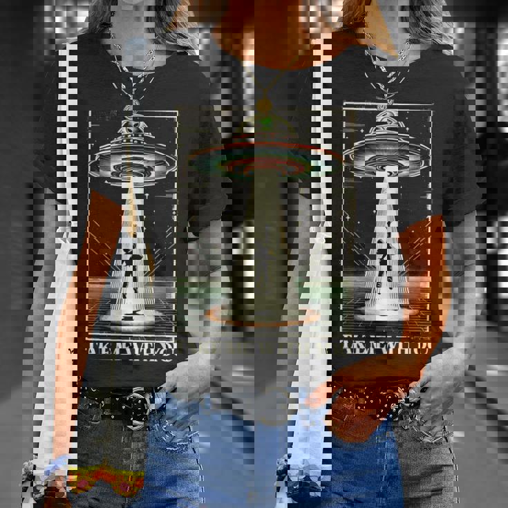 テイク・ミー・ウィズ・ユー エイリアン Ufo クローズエンカウンター ロズウェル エリア51 長袖tシャツ Tシャツ 彼女への贈り物