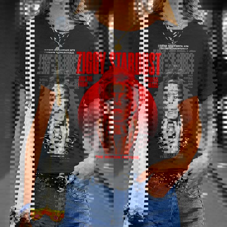 デヴィッド・ボウイ ジギー スターダスト モーションピクチャー カラー スキタ写真 Tシャツ 彼女への贈り物