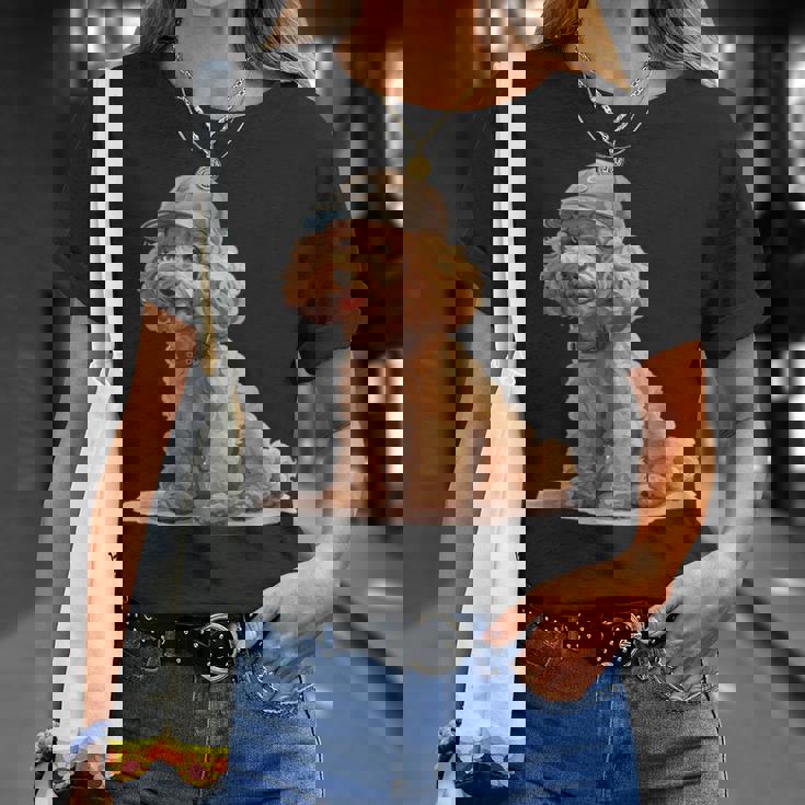 トイプードル 水彩 犬 野球帽 Tシャツ 彼女への贈り物