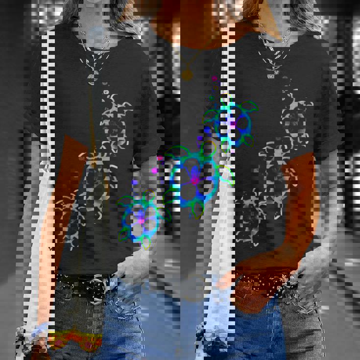 トロピカルカラー ハワイアン ホヌー ウミガメ Tシャツ 彼女への贈り物