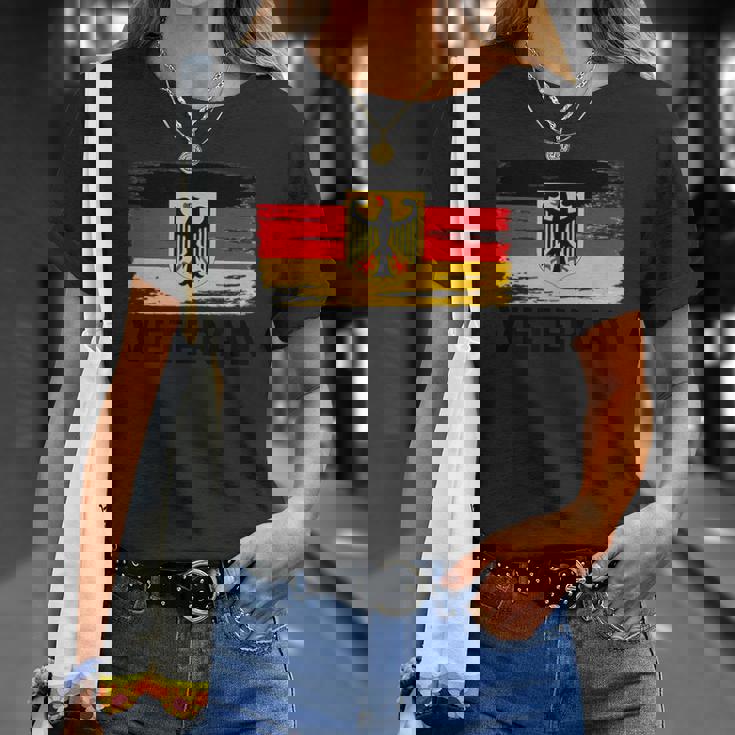 ドイツ退役軍人tシャツ イーグルとフラッグ – 愛国的なゲルマ Tシャツ 彼女への贈り物