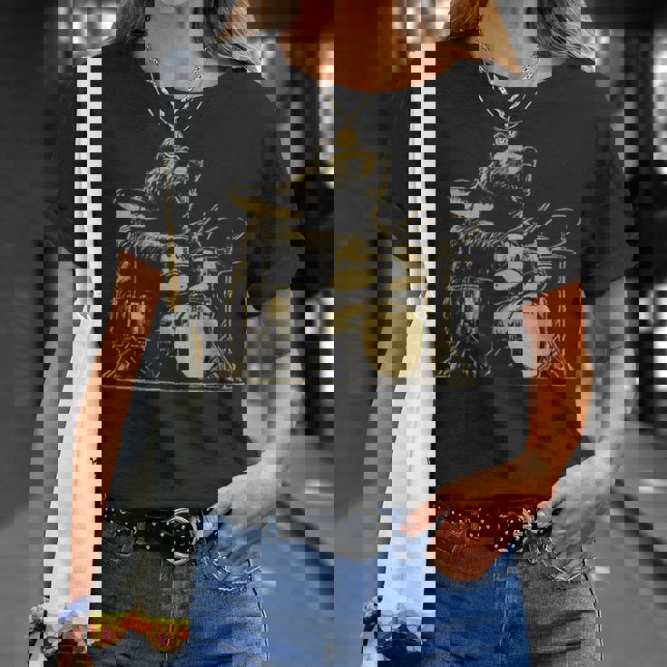 ドラマー ドラム クマ ドラムを演奏するミュージシャン Tシャツ 彼女への贈り物