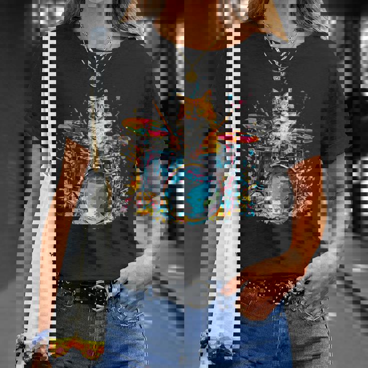 ドラマーの猫猫とドラム Tシャツ 彼女への贈り物