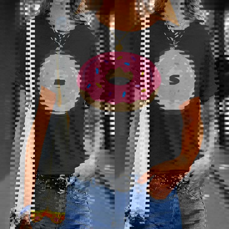 ドーナツレッドアイシングコミックグラフィック メンズ レディース 子供用 Tシャツ 彼女への贈り物