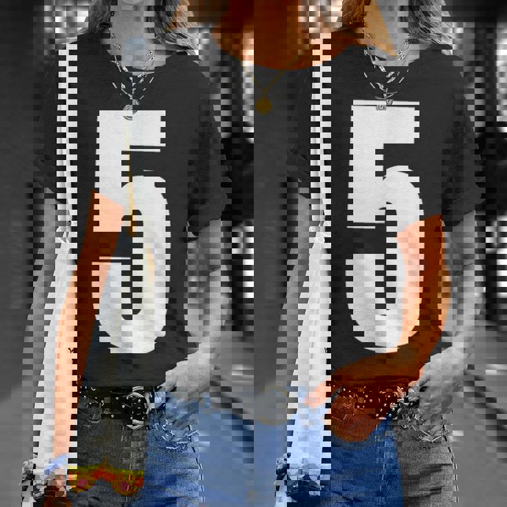 ナンバーファイブ 数字 5 プレーン 白 数字 Tシャツ 彼女への贈り物