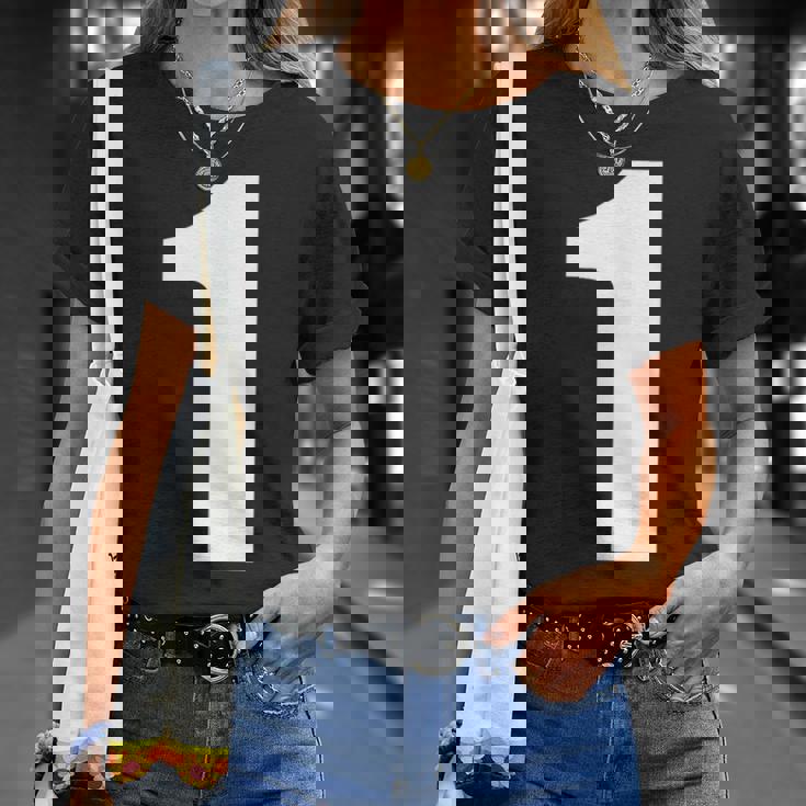 ナンバーワン 数字 1 プレーン ホワイト 数字 Tシャツ 彼女への贈り物