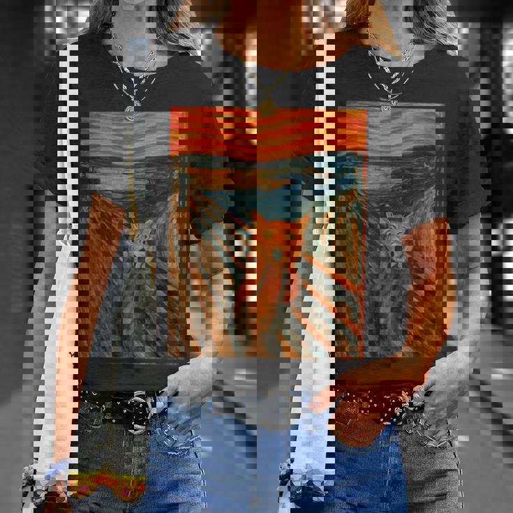 ニャンコの叫び 面白い 猫 ムンクの叫び パロディ おもしろ 服 おもしろグッズ ネタ Tシャツ 彼女への贈り物