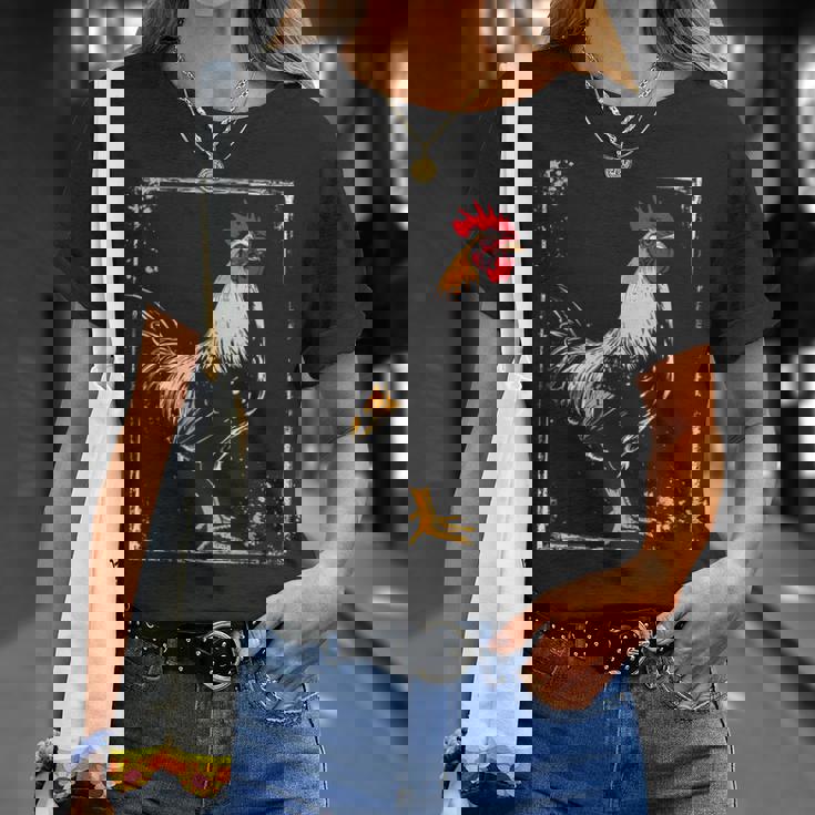 ニワトリ 絵画 描画 動物 アート グラフィック ニワトリ Tシャツ 彼女への贈り物