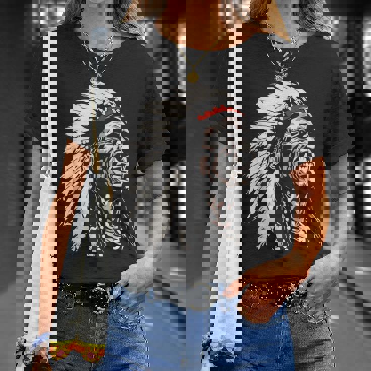 ネイティブアメリカン インディアン マルチカラー ビンテージデザイン Tシャツ 彼女への贈り物