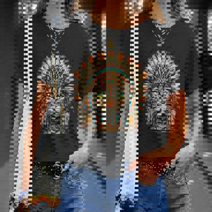 ネイティブインディアン 猫 子猫 ネイティブアメリカン インディアンフェザー Tシャツ 彼女への贈り物