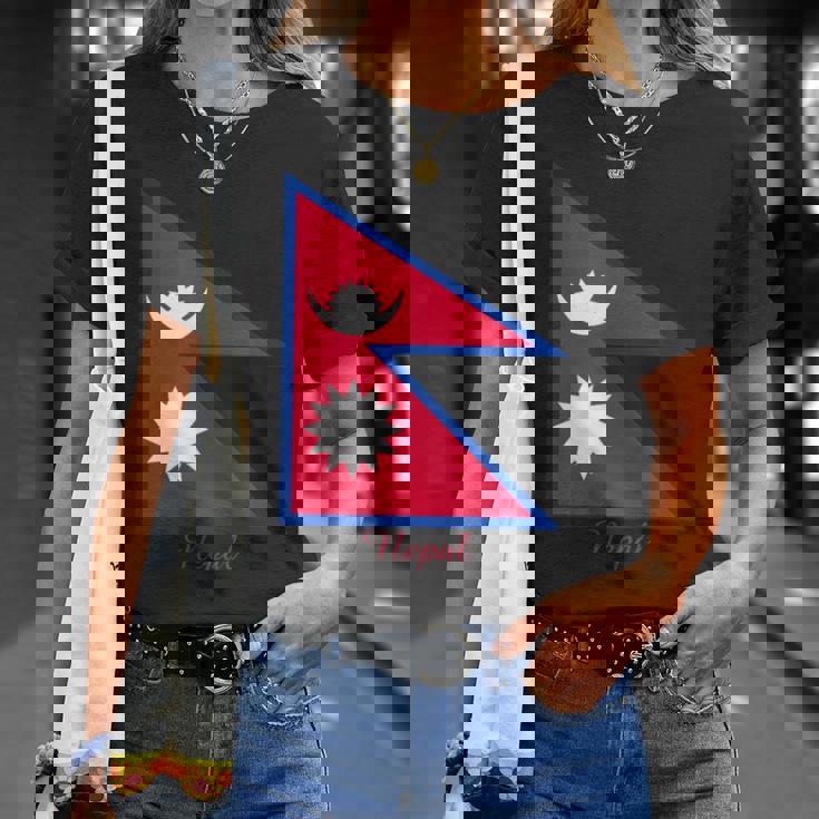ネパールのネパール国旗のお土産。 Tシャツ 彼女への贈り物