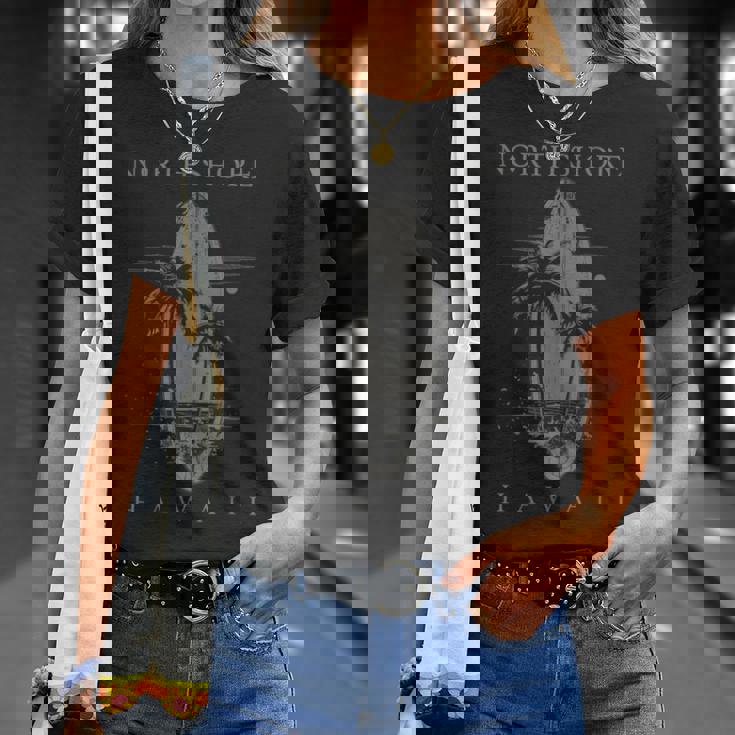 ノースショア ハワイ サーフボード オアフ ハレイワ サーフィン サーファー Tシャツ 彼女への贈り物