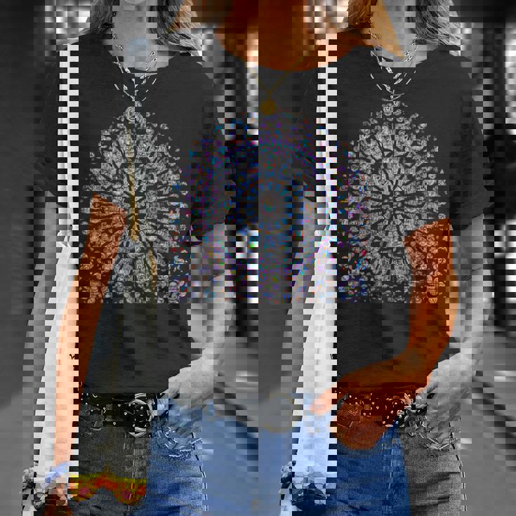 ノートルダム ステンドグラス ロゼッタ ウィンドウ Tシャツ 彼女への贈り物