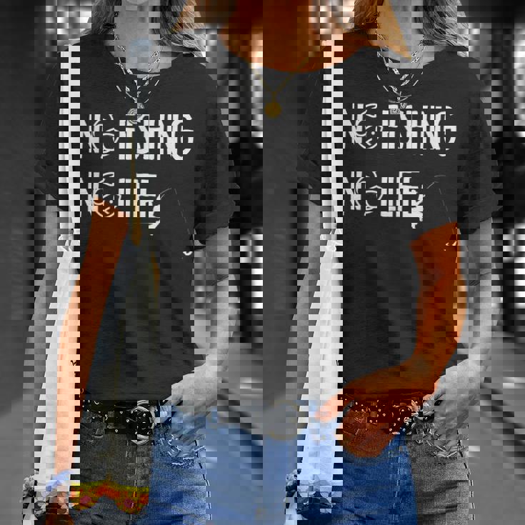 ノーフィッシングノーライフ 釣り竿 漁師 釣り人 面白い 釣り フィッシング おもしろ 釣り堀 海釣り 川釣り Tシャツ 彼女への贈り物