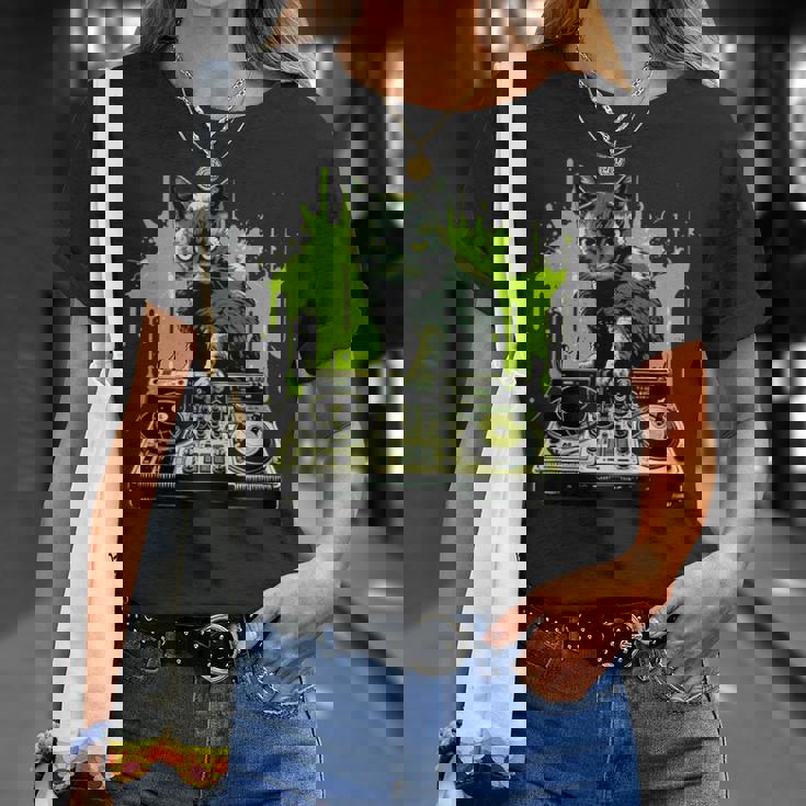 ハウスキャット レインボー Dj 猫 キティ Tシャツ 彼女への贈り物