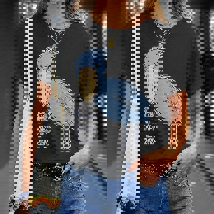 ハシビロコウさん『ビッグ プリント』青い鳥【どうぶつフレンズ】ゆるくて かわいい 動物園の生き物 イラスト Tシャツ 彼女への贈り物