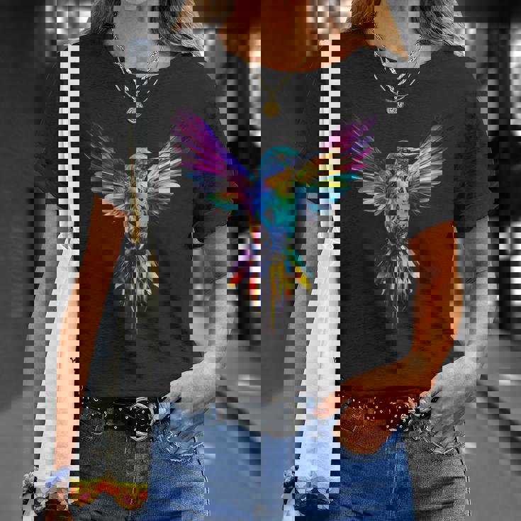 ハチドリ カラフル アート 動物 グラフィック 鳥 ハチドリ Tシャツ 彼女への贈り物