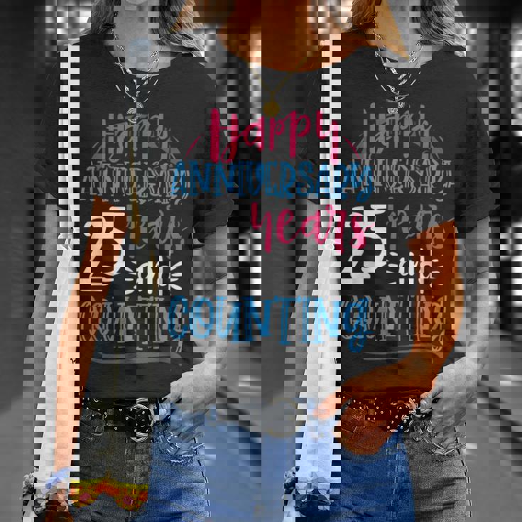 ハッピーアニバーサリー 25年 結婚25周年 Tシャツ 彼女への贈り物