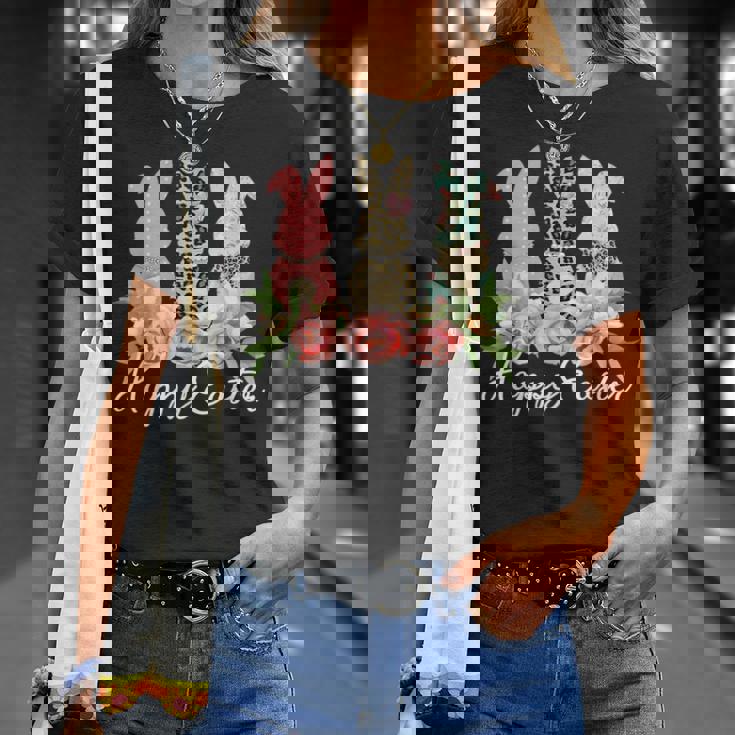 ハッピーイースター 3匹のウサギ 春のハント 卵 おもしろウサギ Tシャツ 彼女への贈り物