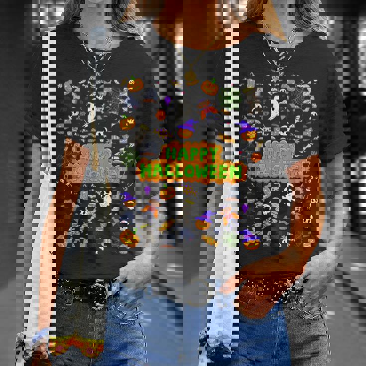 ハッピーハロウィンのレトロな怖いかわいい不気味なギフト Tシャツ 彼女への贈り物