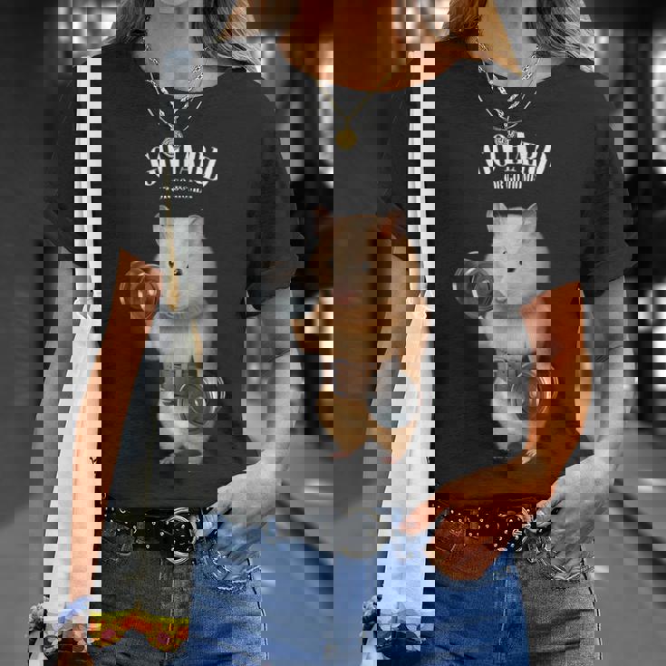 ハムスター 筋トレ ダンベル付き フィットネスジム Tシャツ 彼女への贈り物