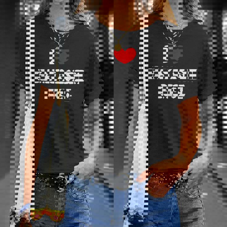 ハヤシライスが大好き I ハート ハヤシライス Tシャツ 彼女への贈り物