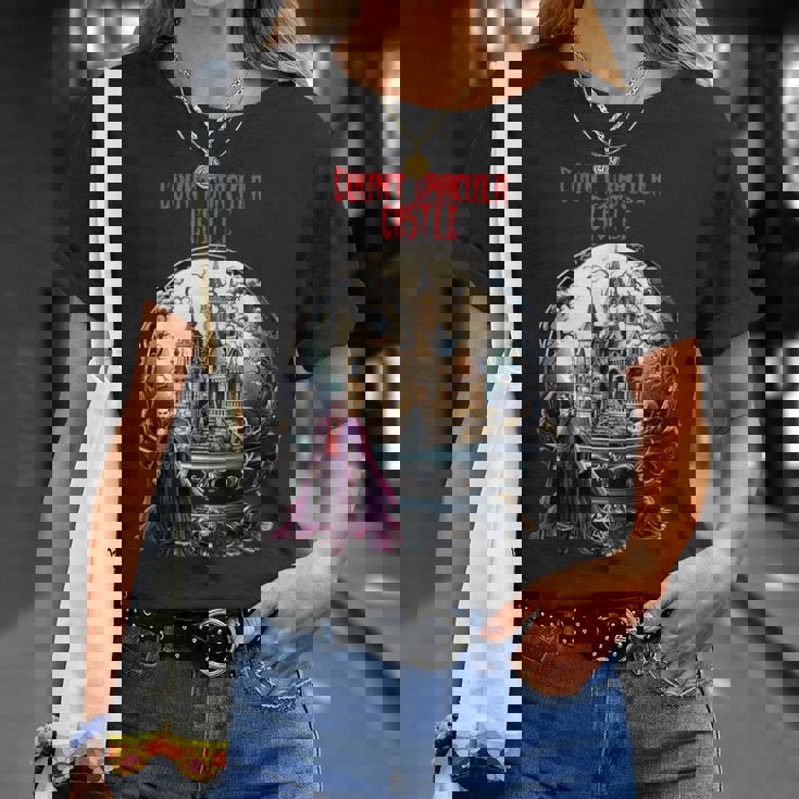 ハロウィン ナイト カウント ドラキュラ城 Tシャツ 彼女への贈り物