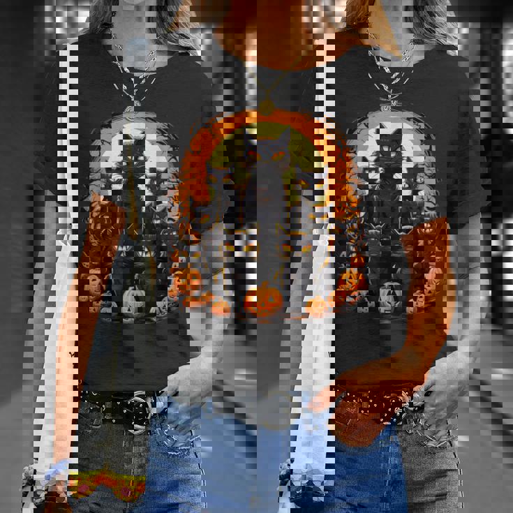 ハロウィン 黒猫 パンプキン 面白い レトロデザイン Tシャツ 彼女への贈り物