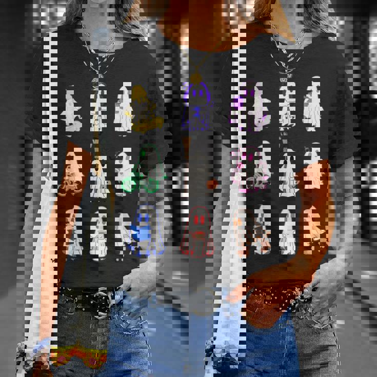 ハロウィンカラフルスペクタクル：9のお化けの魔法の夜 For And Men Tシャツ 彼女への贈り物