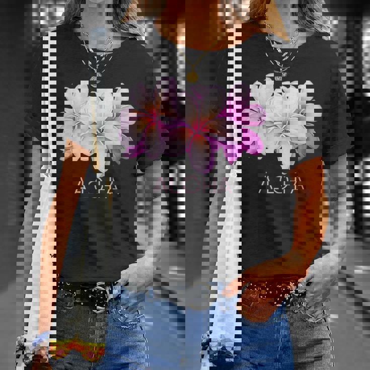 ハワイアンアロハプルメリアアート Tシャツ 彼女への贈り物