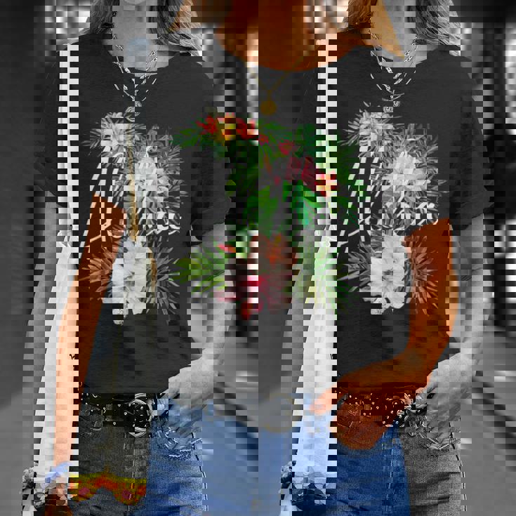 ハワイアンハイビスカスの花 アロハ Tシャツ 彼女への贈り物