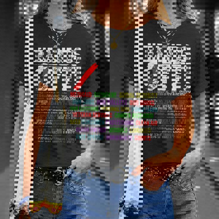 ハンズオフ抗議 社会保障とメディケア抗議 Tシャツ 彼女への贈り物