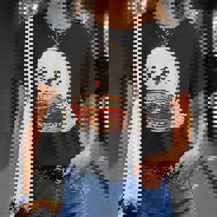 ハンバーガーとかわいいおばけ Tシャツ 彼女への贈り物