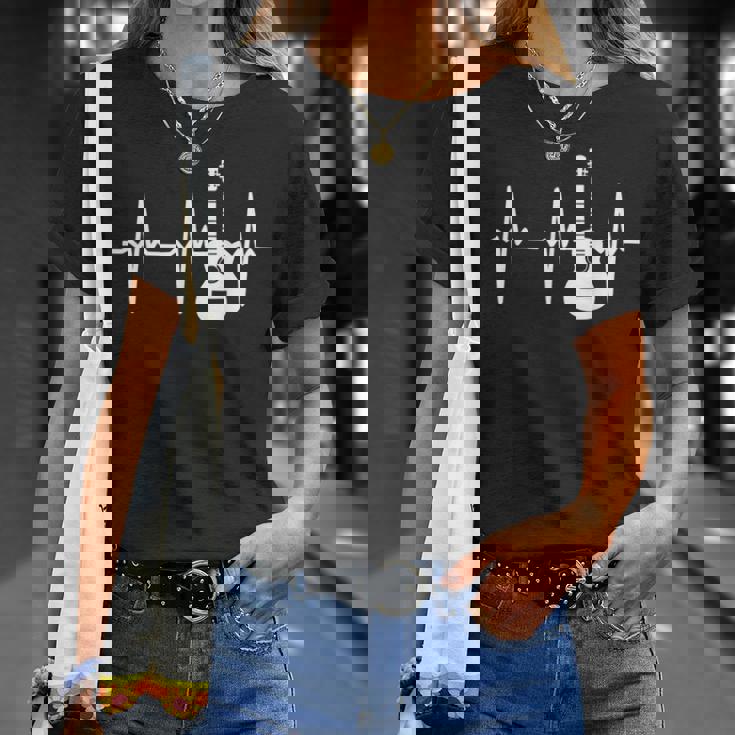 ハートビート ギター好き クラシックギター クラシック音楽 アコースティックギター ギター部 ジャズ音楽 ギター Tシャツ 彼女への贈り物