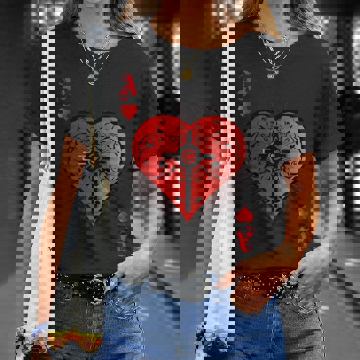 ハートポーカーエースi テキサスホールデムカジノカードケース ポーカー 長袖tシャツ Tシャツ 彼女への贈り物