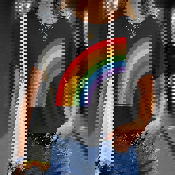 ハーフレインボー Roygbiv カラフルラッキーレインボー Tシャツ 彼女への贈り物