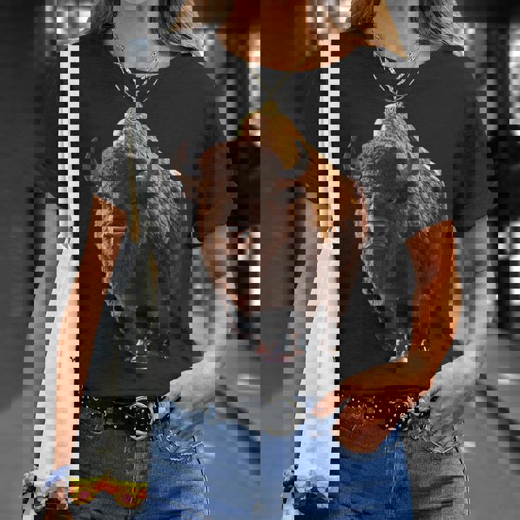 バイソン ヨーロッパバイソン 野牛 アメリカバイソン アメリカンバッファロー Tシャツ 彼女への贈り物