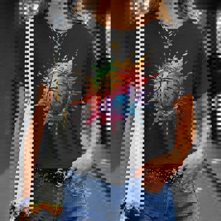 バスケットボール スポーツ ペイント スプラッシュアート カラフル 男の子 女の子 キッズ Tシャツ 彼女への贈り物