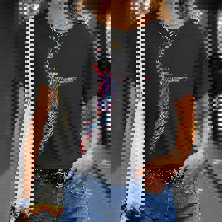 バスケットボール 選手 スラム ダンク 赤 フラクタル 抽象芸術 スポーツ Tシャツ 彼女への贈り物